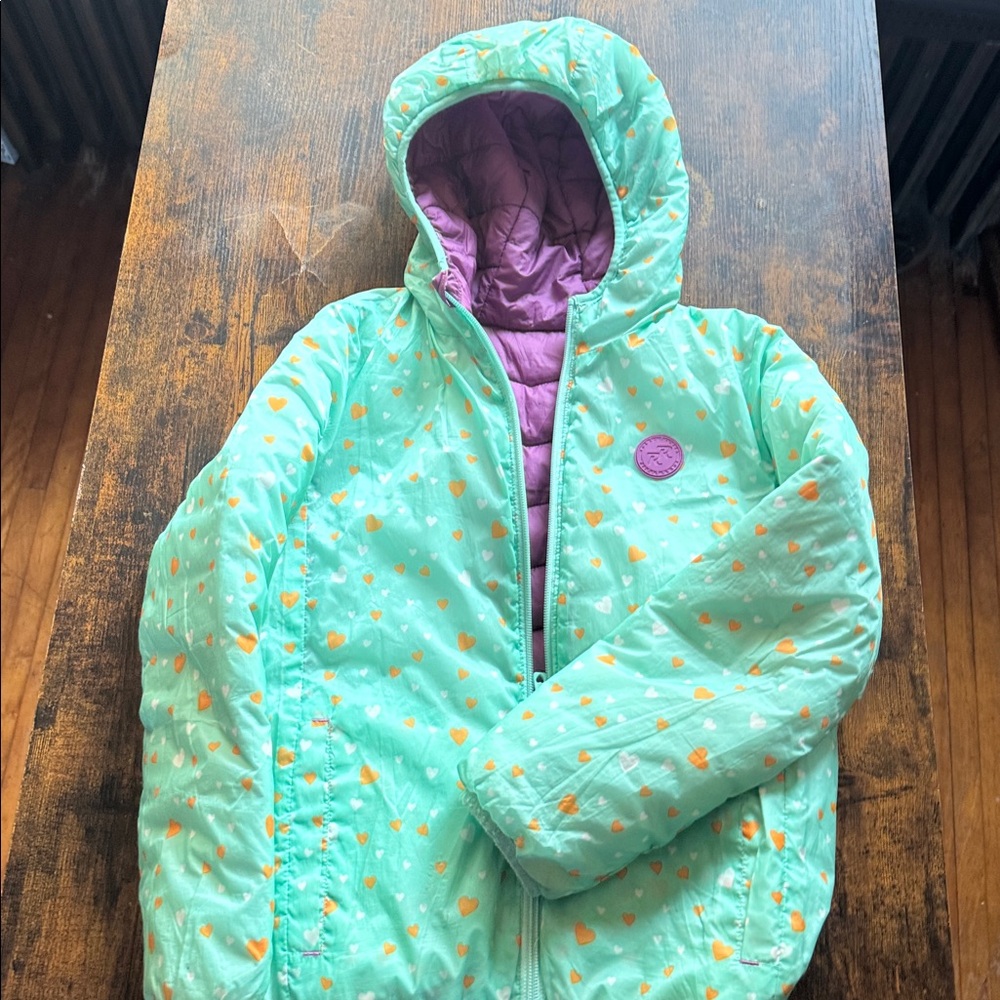 Mint Green and Purple Heart Patterned Jacket